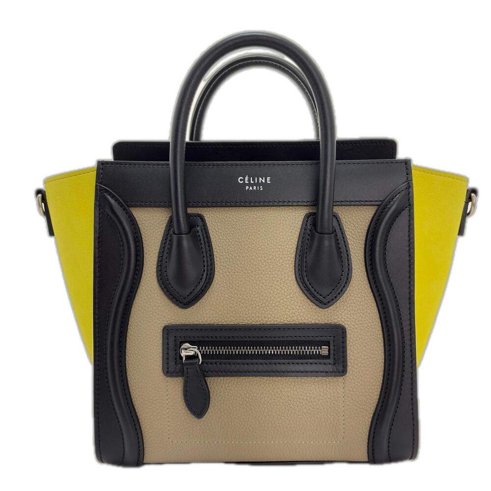 Celine Luggage Shopper Shoulder Bag Leather Multicolor Black White
